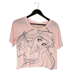 NWT Disney the Little Mermaid Ariel Blush Line Crop Tee T-Shirt Small (Juniors)
